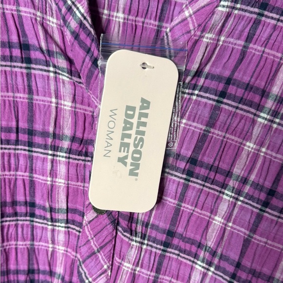 Allison Daley Purple Buttoned Blouse with Mandarin Collar - Picture 11 of 13